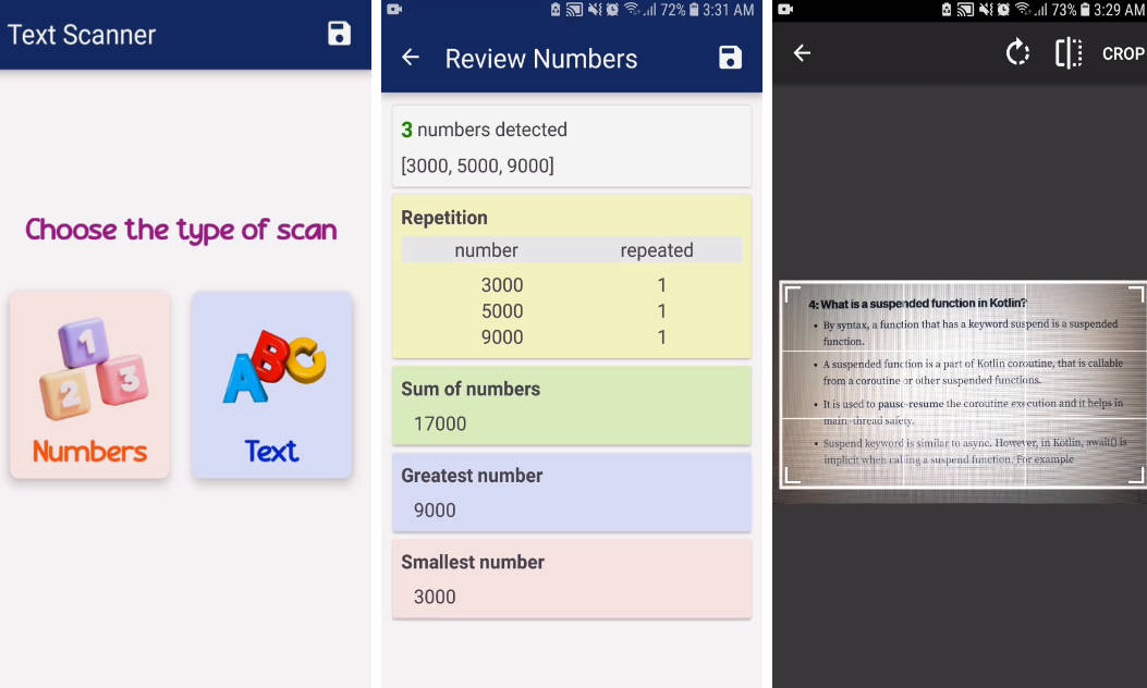 A simple app to scan any text or numbers and save it as a .word file