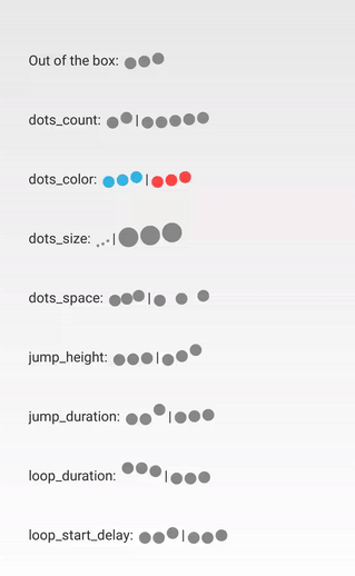 Customizable bouncing dots view for smooth loading effect