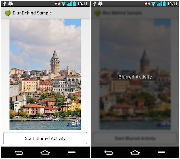 Easily have blurred and transparent background effect on your Android views