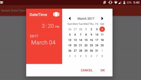 Android library for Date and Time Picker in same dialog
