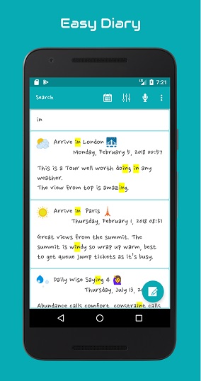 advanced diary for android