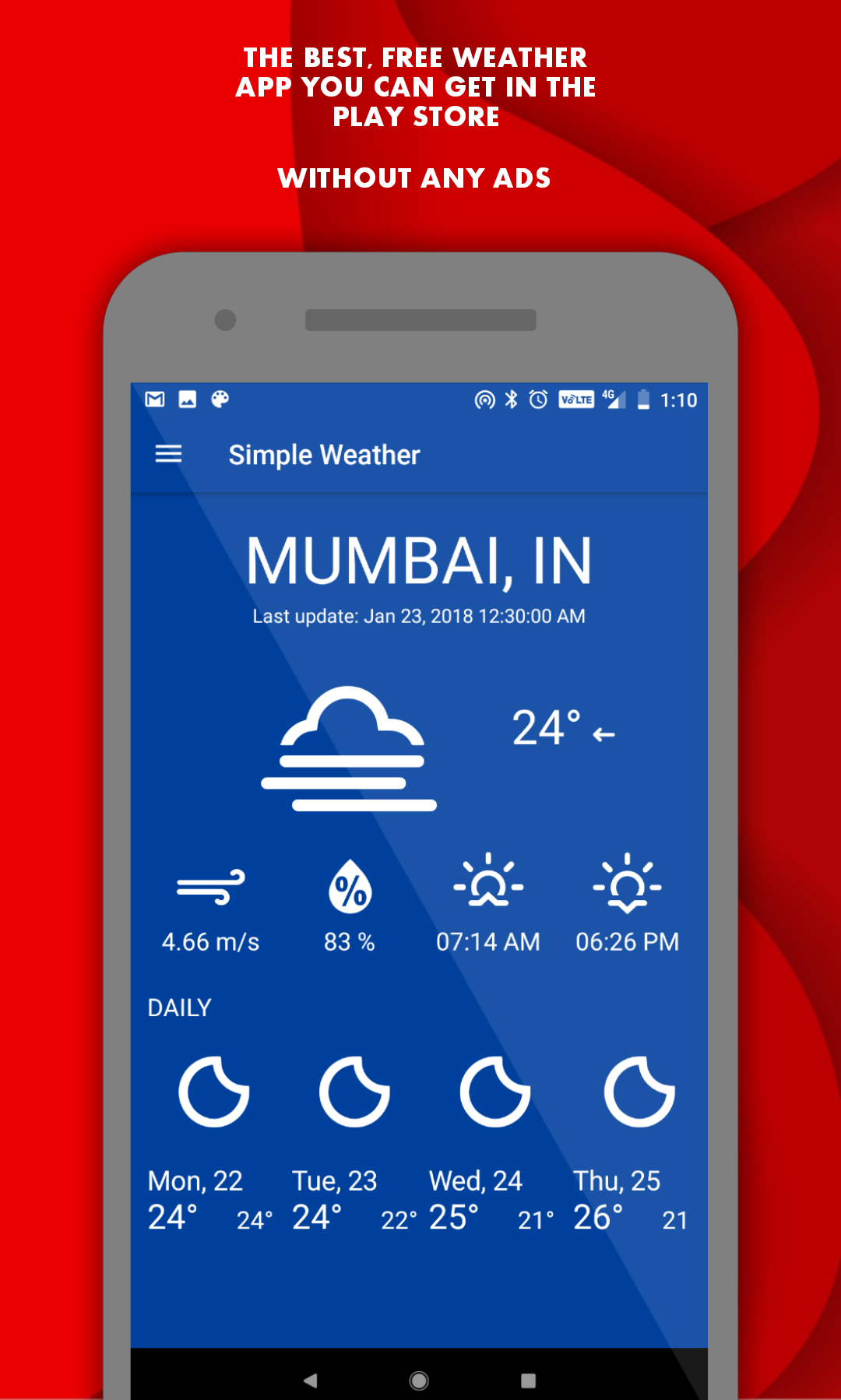 A Simple Weather app built using Android