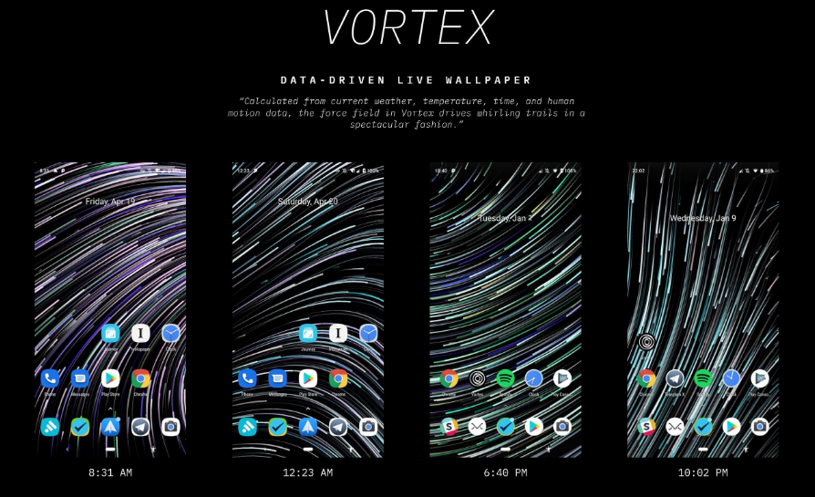 Open-sourced version of Vortex Data-driven Live Wallpaper for Android