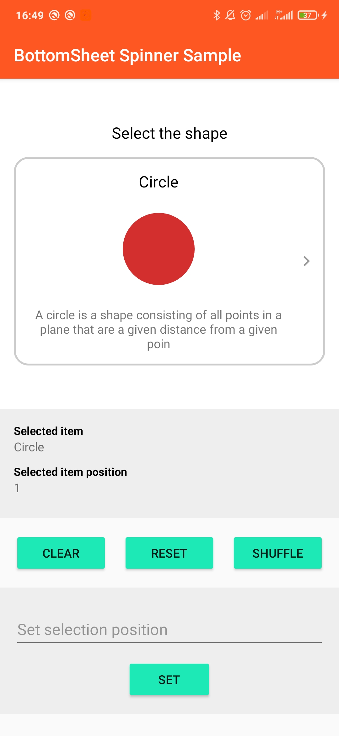 Spinner with bottom sheet dialog for Android