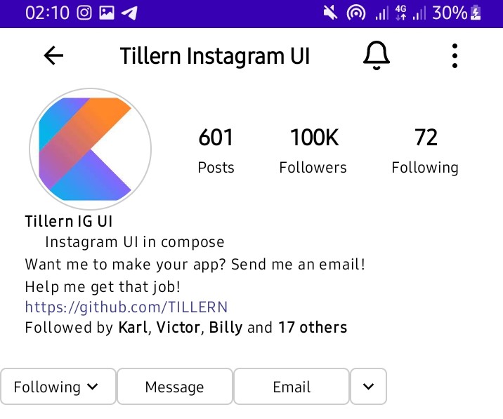 Instagram Profile Screen Ui With Jetpack Compose