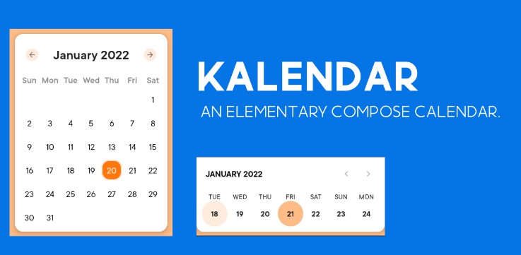 A calendar to integrate Calendar with Custom design in your jetpack