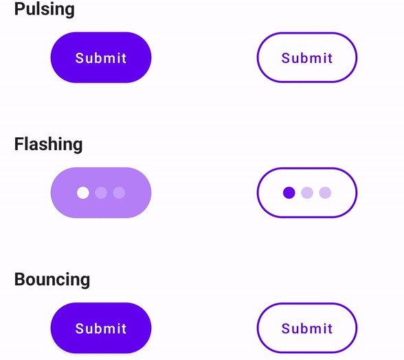 A set of Loading animations used in Buttons to convey a loading state ...