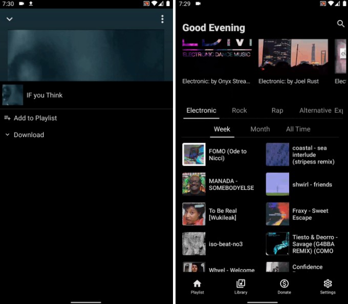 A music player currently only for android