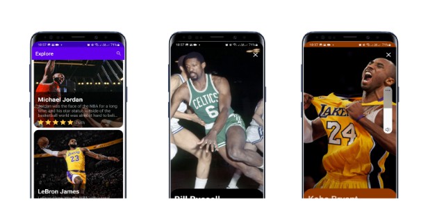 A list of top NBA players with interesting UI